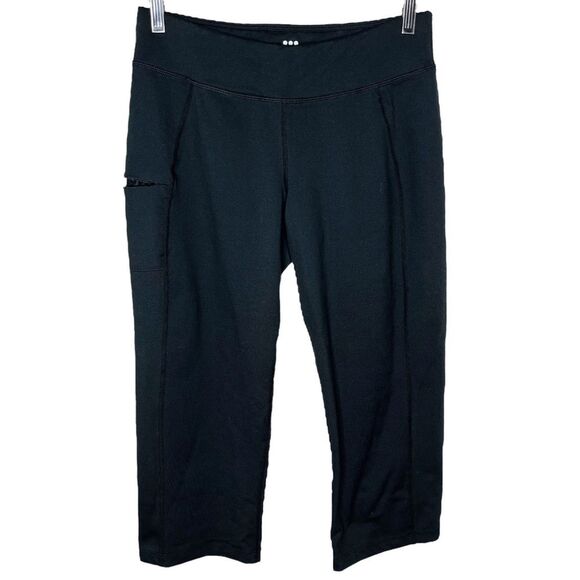 Title Nine Not So Tight Fitness Capri Pants sz XS * Solid Black Zip Pocket - Picture 1 of 5